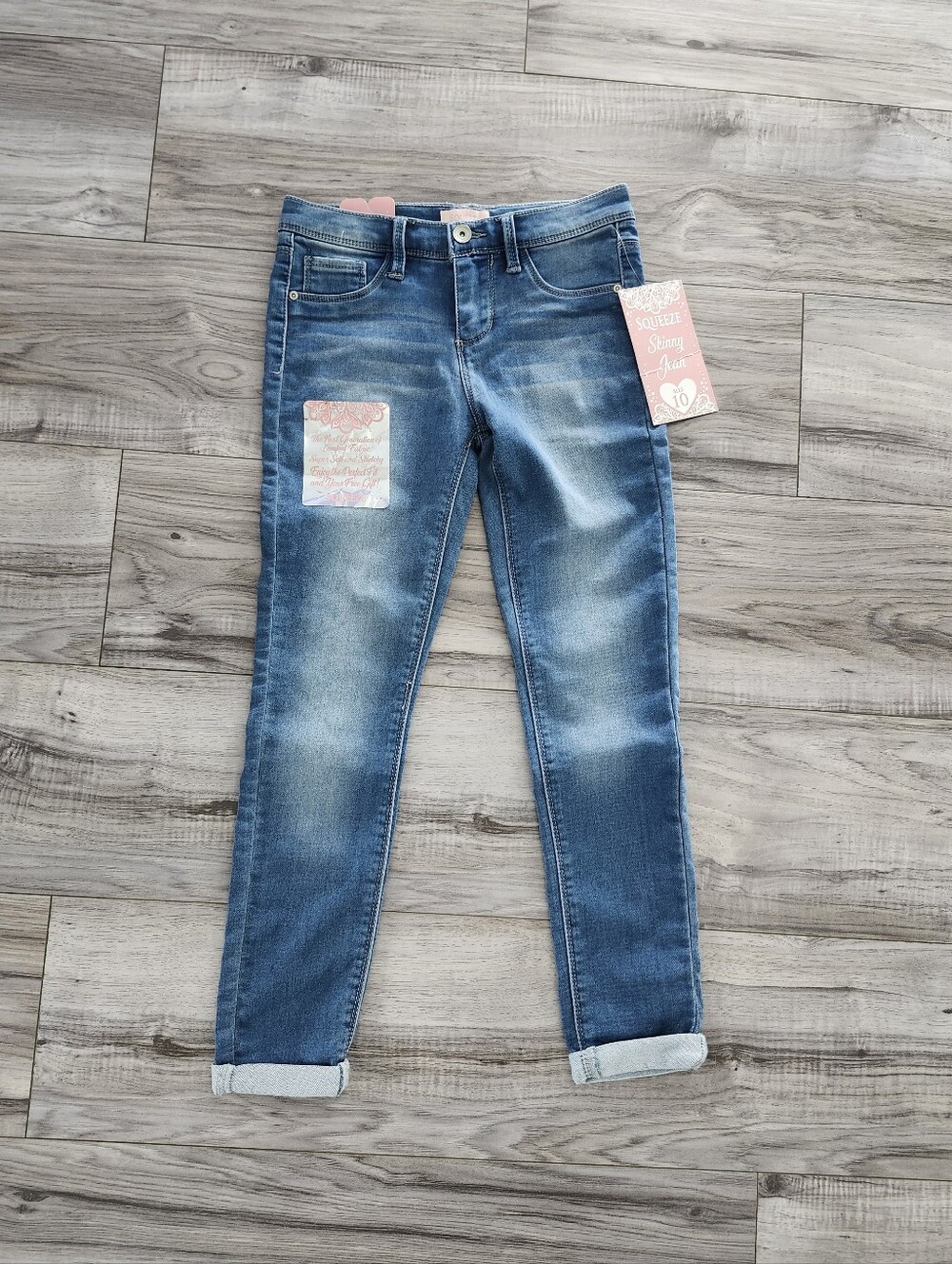Squeeze Blue Girls Skinny Jeans with Faded Wash size 10